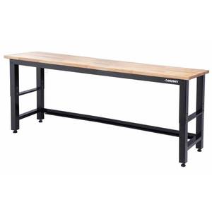 lot 51663 image: Husky 8 ft. Adjustable Height Solid Wood Top Workbench,Black for Ready to Assemble Steel Garage Storage System