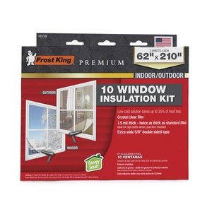 lot 51673 image: Frost King Premium 62 x 210 x 1.5 mil 10-Window Indoor and Outdoor Insulation Kit - 2 Sheets