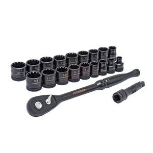 lot 51678 image: Husky 38 in. Drive 100-Position Ratchet and Universal SAEMetric Socket Wrench Set