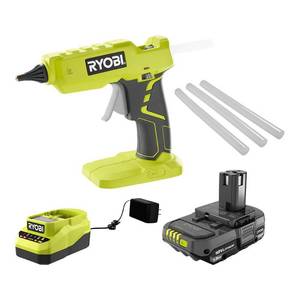 lot 51684 image: RYOBI ONE 18V Cordless Full Size Glue Gun Kit with 1.5 Ah Battery, 18V Charger