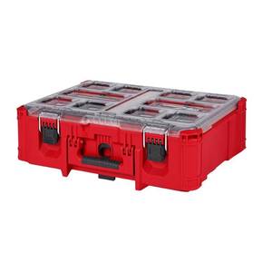 lot 51751 image: Milwaukee Packout 20 in. Deep Organizer with 6 Compartments and Quick Adjust Dividers, Red