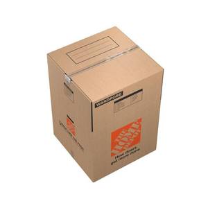 lot 51765 image: 2 - The Home Depot Wardrobe Moving Box with Metal Hanging Bar and Handles,24 in. L x 24 in. W x 34 in. D