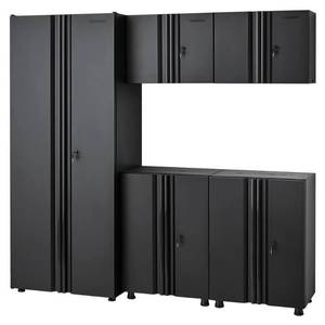 lot 51781 image: Husky 5-Piece Regular Duty Welded Steel Garage Storage System, matte black power coating