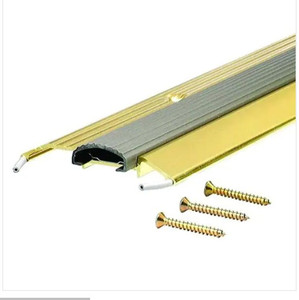 lot 51782 image: Deluxe Low 3-34 in. x 36 in. Brite Gold Aluminum Threshold with Vinyl Seal