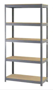 lot 51784 image: Gray 5-Tier Boltless Steel Garage Storage Shelving