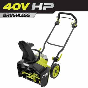 lot 51792 image: RYOBI 40V HP Brushless 18 in. Single-Stage Cordless Electric Snow Blower