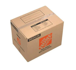 lot 51797 image: The Home Depot 21 in. L x 15 in. W x 16 in. D Medium Moving Box with Handles ,20-Pack
