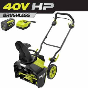 lot 51799 image: RYOBI 40V HP Brushless 18 in. Single-Stage Cordless Electric Snow Blower