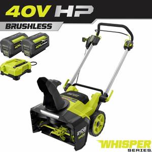 lot 51801 image: RYOBI 40V HP Brushless 21 in. Whisper Series Single-Stage Cordless Electric Snow Blower