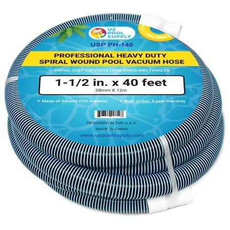 lot 29239 image: U.S. Pool Supply Professional Heavy Duty Spiral Wound Pool Vacuum Hose - 1-12 (38mm) x 40 Feet (12m)