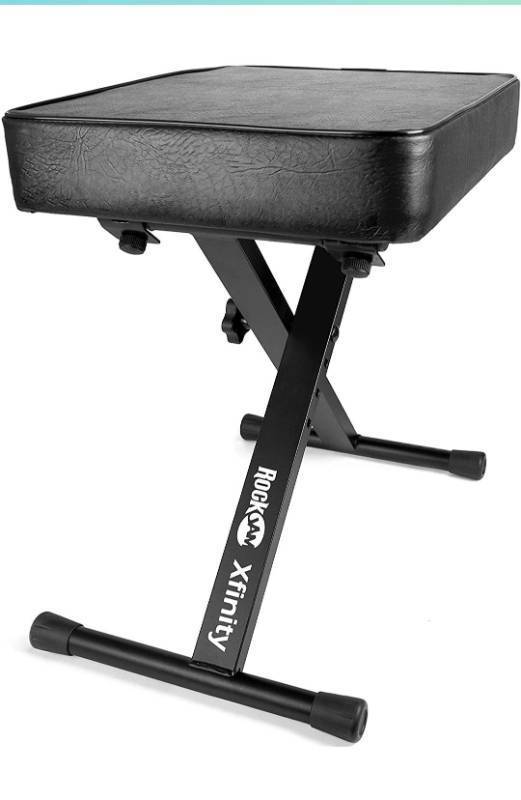 lot 29477 image: RockJam KB100 Adjustable Padded Keyboard Bench, X-Style, Black