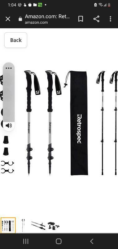 lot 29530 image: Retrospec Solstice Trekking & Ski Poles for Men & Women - Aluminum w Cork or Foam Grip - Adjustable & Collapsible Lightweight Hiking, Walking & Skiing Sticks