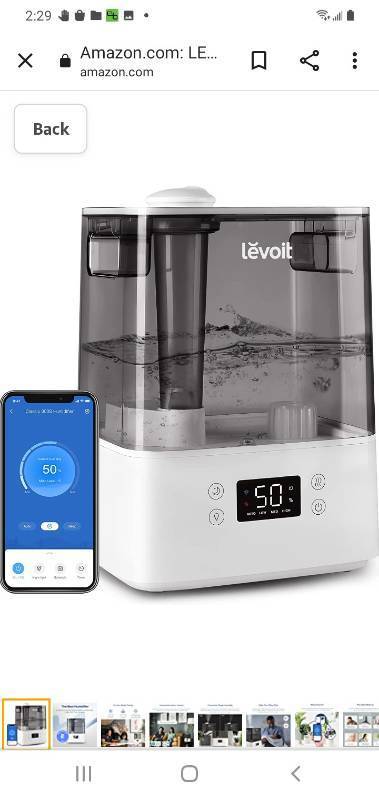 lot 29538 image: LEVOIT Humidifiers for Bedroom Large Room Home, Smart Wifi Alexa Control, 6L Top Fill Cool Mist for Baby and Plants, Ultrasonic, Essential Oil Diffuser, Customized Humidity, Night Light, Quiet, Gray