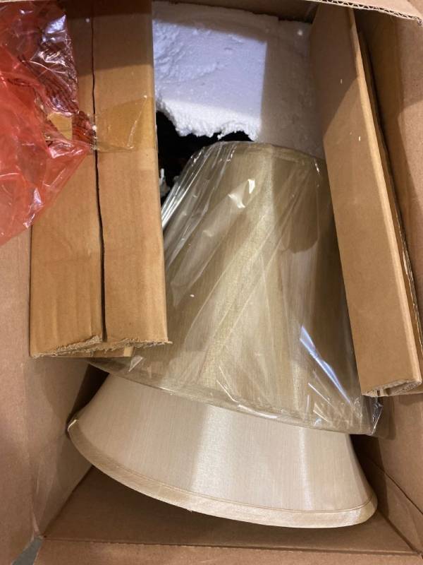 lot 29639 image: TABLE LAMPS WITH BEIGE LAMP SHADES SET OF 2