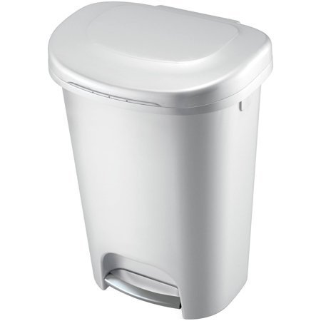 lot 29650 image: Rubbermaid, Premium Step On Wastebasket, Plastic, 13 gal, White