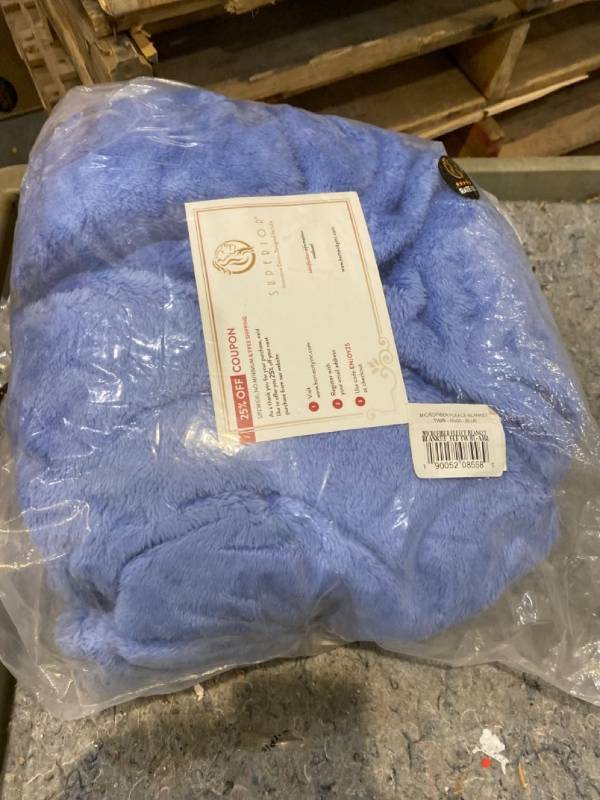 lot 29740 image: Twin Superior Blue Silky Soft Micro-polyester Fleece Blanket 320 Gsm