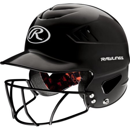 lot 29753 image: Rawlings Coolflo Baseball Batting Helmet with Facemask, Black