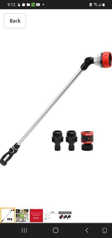 lot 29344 image: Eden 94609 7-Pattern 33�� Metal Garden Hose Watering Wand WQuick Connector and Adapters Set, 33 inch, Thumb Control