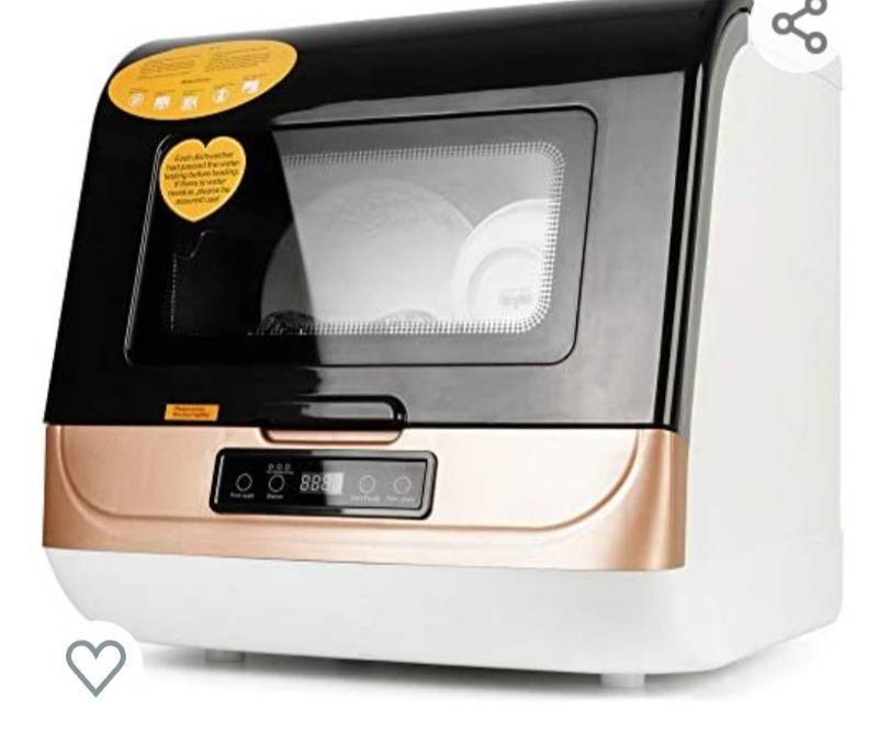 lot 5831 image: HAIMIM Portable Countertop Dishwasher,4 Washing Programs, Air-Dry Function and LED Light for Small Apartments, Dorms and RVs (Golden) UNTESTED