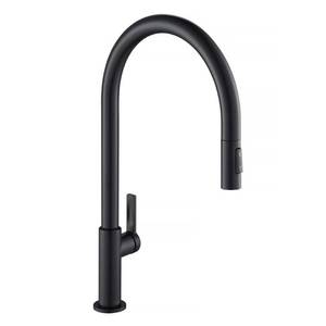 lot 1221 image: Kraus Oletto High-Arc Single Handle Pull-Down Kitchen Faucet in Matte Black
