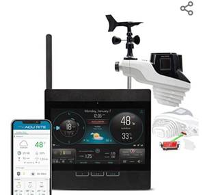lot 1229 image: AcuRite Atlas Professional Weather Station with Direct-to-Wi-Fi HD Display with Lightning Detection and Temperature, Humidity, Wind SpeedDirection, and Rainfall (01001M)
