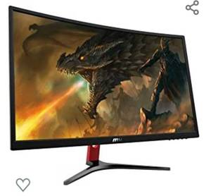lot 1232 image: MSI Full HD FreeSync Gaming Monitor 24 Curved non-Glare 1ms LED Wide Screen 1920 x 1080 144Hz Refresh Rate (Optix G24C) Parts Only