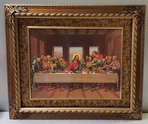 lot 131 image: Framed Pictures #7The Last Supper & Little Girl Angel, (22 x 26 & 23.5 x 19.5)