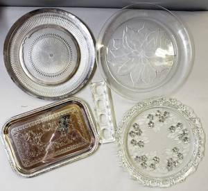 lot 165 image: Misc. Glass Serving Plates & Trays, (Largest Plate (13.5) & Trays (13 x 9)