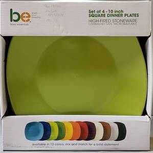 lot 2 image: Basic EssentialsHigh Fired Stoneware, Set of 4 Square Dinner Plates
