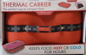 lot 6 image: Thermal Carrier WGlass Dish wLid, (9.25 x 13.25) & Nonslip Carrying Trivet