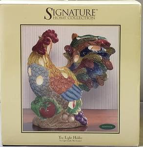 lot 11 image: Signature Home Collection, Rooster Tea Light Holder,(10x 8.5)
