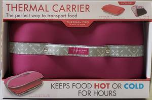 lot 12 image: Thermal Carrier W Glass Dish wLid, (9.25 x 13.25) & Nonslip Carrying Trivet