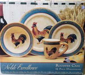 lot 13 image: Noble ExcellenceRooster Cafe 16 Piece Dinnerware Set