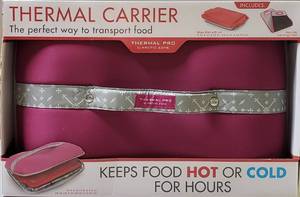 lot 16 image: Thermal Carrier WGlass Dish wLid, (9.25 x 13.25) & Nonslip Carrying Trivet