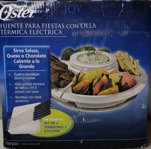 lot 18 image: Oster Tsp200 Party Serving Platter W Electric Warming Pot Fondue Black