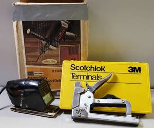 lot 234 image: Garage Lot #6, Craftsman VariableSpeed Drill, Finishing Sander & Staple Gun