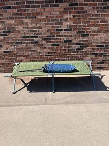 lot 318 image: Folding Camping Cot & Tent - 73x25x18