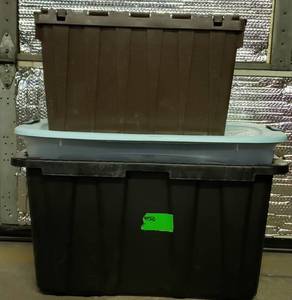 lot 502 image: 3Totes, Largest 24 x 47 x 44, (1 is without a Lid)