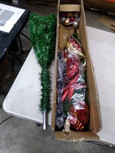 lot 1959 image: Small Christmas Tree with All The Dressings, Roughly 50 Inches