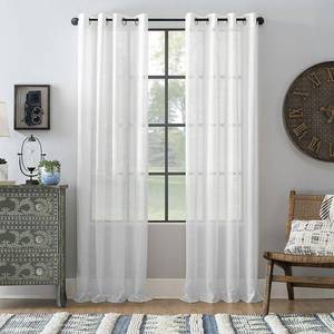 lot 2018 image: Archaeo Slub Textured Linen Blend Grommet Top Curtain