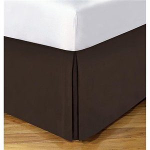 lot 2027 image: Lux Hotel FRE23614CHOC03 14 in. Basic Microfiber Bed Skirt Chocolate - Queen