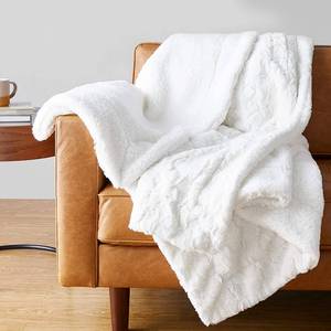 lot 1950 image: AmazonBasics Fuzzy Faux Fur Sherpa Blanket FullQueen Cream