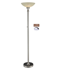 lot 2057 image: Artiva Usa 71 Led Torchiere Lamp Hand-Painted Alabaster Glass Shade with Dimmer