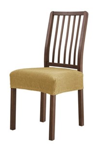 lot 2028 image: Subrtrex 2pc Stretch Dining Chair Seat Cover Beige
