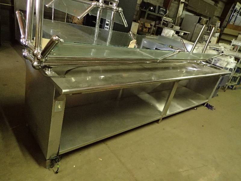 lot 647 image: All Stainless Non Heated Cooled Buffet Line w Sneeze Guard