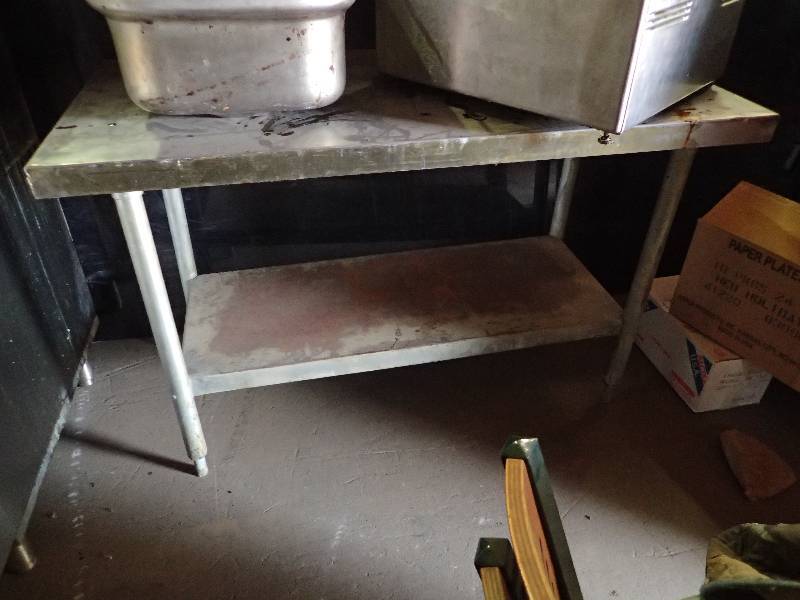 lot 660 image: Stainless Top Work Table w Galvanized Under Storage