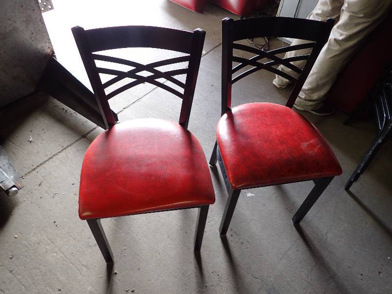 lot 664 image: (9) Brick Red Padded Dinning Chairs