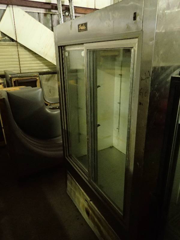lot 681 image: Leader Double Sliding Glass Front Reach-in Cooler