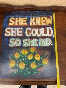 lot 60425 image: she knew painting on canvas