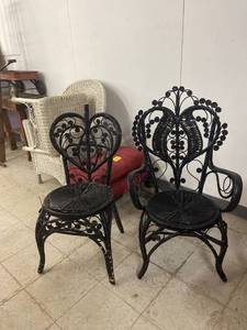 lot 60443 image: 2 black wicker chairs